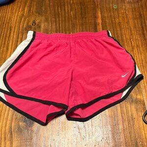 Nike Pink Girls Athletic Running Shorts with Black & White Trim